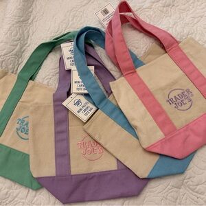 Mini Canvas Tote Bag - Pink Trim